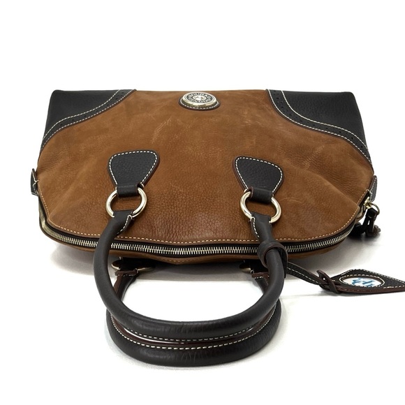 Vintage Dooney & Bourke Medium Domed Satchel Bag Brown Leather Nubuck Zip Top - Picture 5 of 16